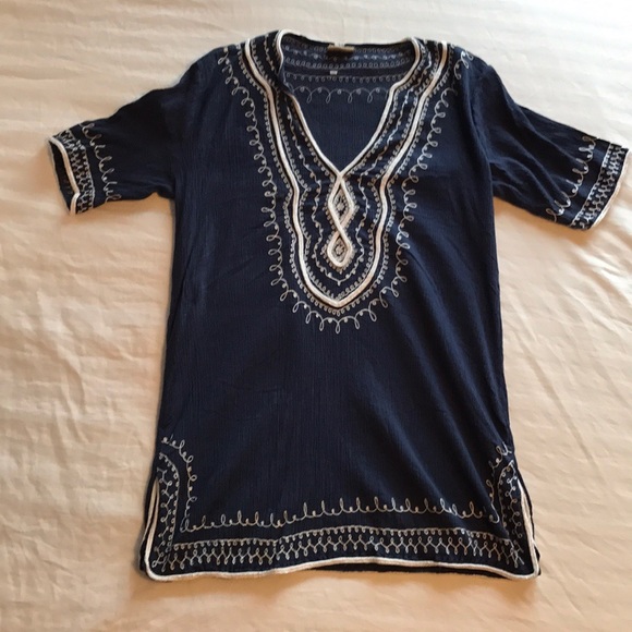 Devi Tops - 🌟Blue Embroidered Tunic/Cover Up